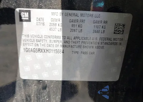 2017 Cadillac Ats Standard z USA, uszkodzony, nr VIN 1G6AG5RXXH0115684